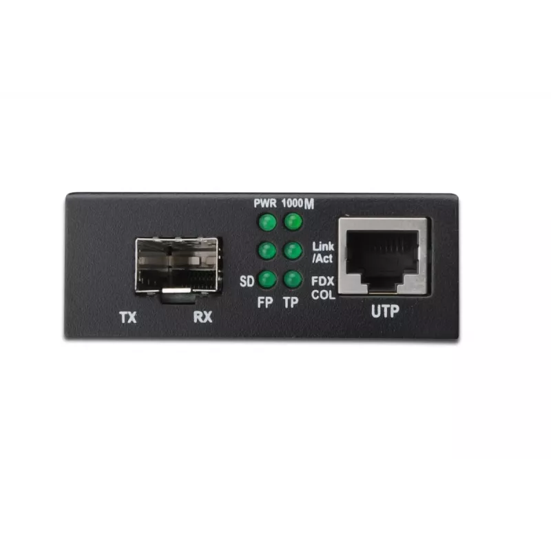 DIGITUS Media keitiklis, SFP 10/100/1000Base-T į SFP atvirą lizdą, be SFP modulio, su maitinimo šaltiniu
