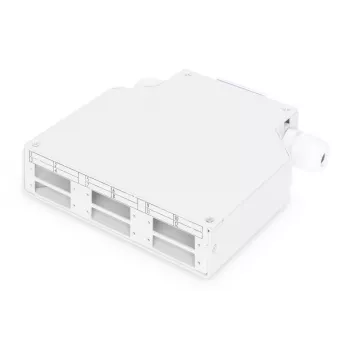 DIGITUS DN-96890 - Dėžutė optinių skaidulų sujungimui ant DIN bėgelio, 6x SC/duplex movoms, pilka
