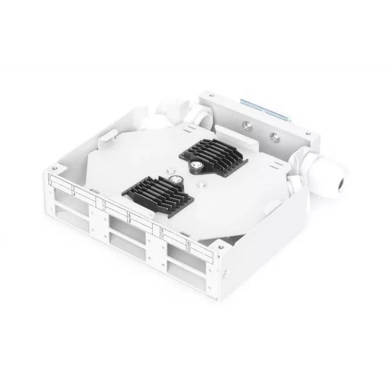 DIGITUS DN-96890 - Dėžutė optinių skaidulų sujungimui ant DIN bėgelio, 6x SC/duplex movoms, pilka