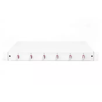 DIGITUS DN-96330-4 Slydimo skirstymo dėžutė pluoštiniams kabeliams, 1U, su 6x LC duplekso adapteriais, M25 įvorė, sujungimo kasetė, OM4 spalvoti pigtailiai