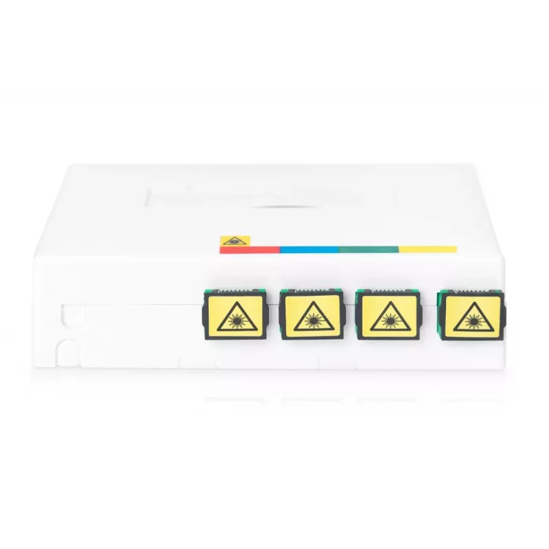 DIGITUS FTTH dėžutė su 4x SC (APC) SX adapteriu, paviršiniam montavimui ir DIN bėgeliui