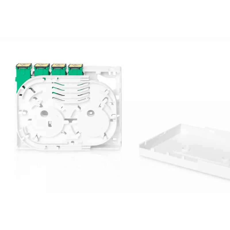 DIGITUS FTTH dėžutė su 4x SC (APC) SX adapteriu, paviršiniam montavimui ir DIN bėgeliui