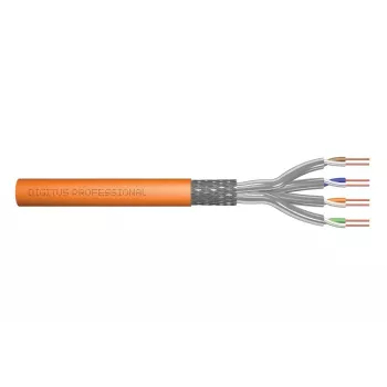 DIGITUS montavimo kabelis - Cat 7 - S/FTP - AWG 23/1 - vienagyslis - 250 m - Oranžinė - 1200 MHz Dca (EN 50575) - popierinė dėžutė