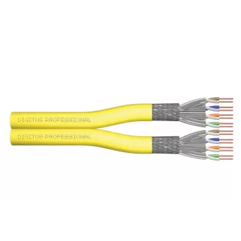 DIGITUS montavimo kabelis - Cat 7a - S/FTP - AWG 22/1 dvigyslis - 100 m - Geltona