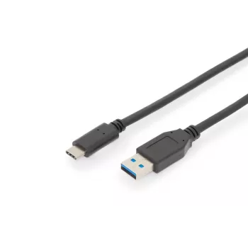 DIGITUS USB Type-C laidas, Type C į A M/M, 1 m, pilnai funkcionalus, Gen2, 3A, 10 GB, 3.1 versija, CE, juodas