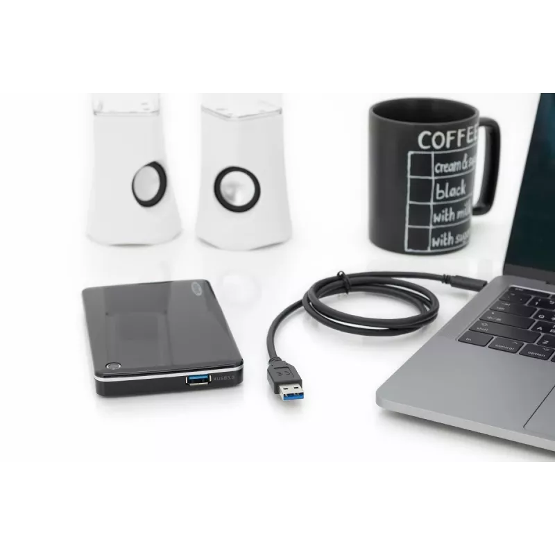 DIGITUS USB Type-C laidas, Type C į A M/M, 1 m, pilnai funkcionalus, Gen2, 3A, 10 GB, 3.1 versija, CE, juodas