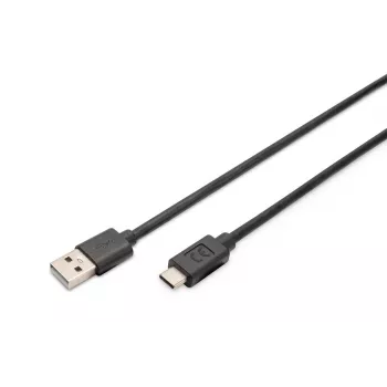 DIGITUS ASSMANN USB Type-C jungiamasis laidas, tipas C į A M/M, 3 m, 3 A, 480 Mb/s, 2.0 versija, juoda