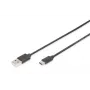DIGITUS ASSMANN USB Type-C jungiamasis laidas, Type-C į A M/M, 2 m, 3 A, 480 Mb/s, 2.0 versija, juodas