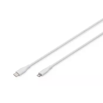 DIGITUS USB silikoninis įkrovimo laidas USB-C – Lightning USB 2.0 60W – 2m baltas