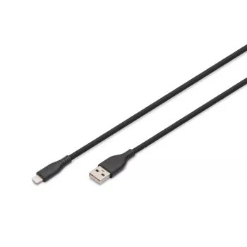 DIGITUS USB silikoninis įkrovimo laidas USB-A – Lightning USB 2.0 12W – 50cm juodas
