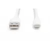 DIGITUS USB silikoninis įkrovimo laidas USB-A – Lightning USB 2.0 12W – 1 m baltas