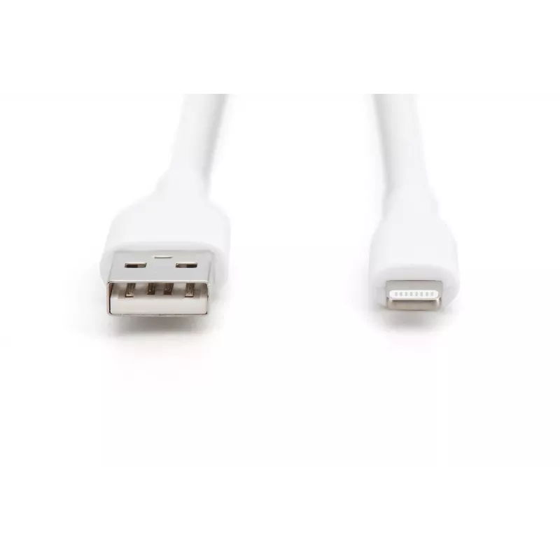 DIGITUS USB silikoninis įkrovimo laidas USB-A – Lightning USB 2.0 12W – 1 m baltas