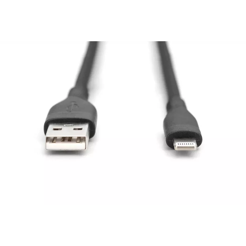DIGITUS USB silikoninis įkrovimo laidas USB-A – Lightning 2 m USB 2.0 12 W juodas