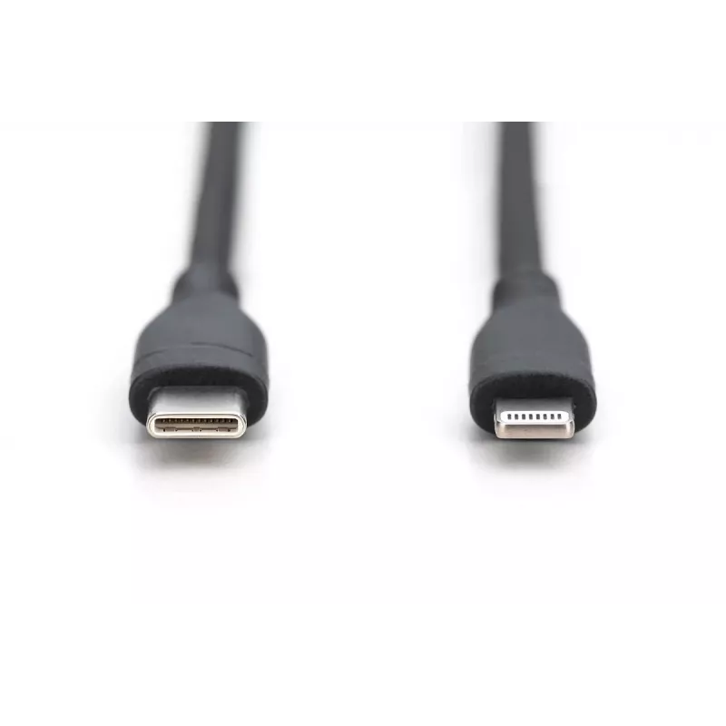 DIGITUS USB Silikoninis įkrovimo laidas USB-C – Lightning USB 2.0 60W – 2m juodas