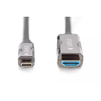DIGITUS USB-C į HDMI AOC adapterio laidas 20 m, HDMI 2.0, 4K@60Hz, juodas