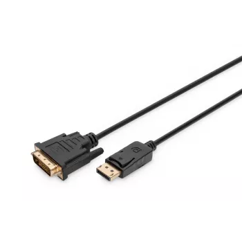 DIGITUS adapterinis kabelis DisplayPort - DVI (24+1) M/M, 3 m su užraktu, DP 1.1a suderinamas, juodas