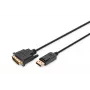 DIGITUS adapterinis kabelis DisplayPort - DVI (24+1) M/M, 3 m su užraktu, DP 1.1a suderinamas, juodas