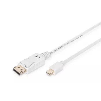 DIGITUS DisplayPort jungiamasis laidas, mini DP - DP M/M, 2m su užraktu, DP 1.1a atitikmuo, baltas