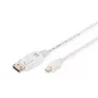 DIGITUS DisplayPort jungiamasis laidas, mini DP - DP M/M, 2m su užraktu, DP 1.1a atitikmuo, baltas