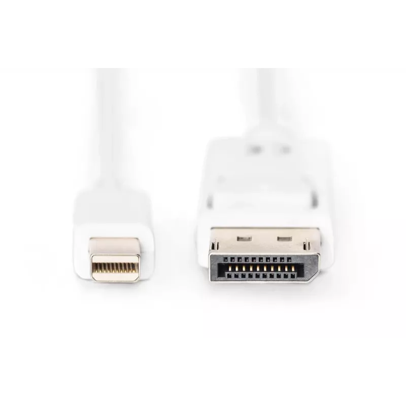 DIGITUS DisplayPort jungiamasis laidas, mini DP - DP M/M, 2m su užraktu, DP 1.1a atitikmuo, baltas
