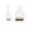 DIGITUS DisplayPort jungiamasis laidas, mini DP - DP M/M, 3m su užraktu, DP 1.1a atitinka, baltas