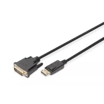 DIGITUS adapterinis kabelis DisplayPort - DVI (24+1) M/M, 2 m su fiksavimu, DP 1.1a CE juodas