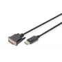 DIGITUS adapterinis kabelis DisplayPort - DVI (24+1) M/M, 2 m su fiksavimu, DP 1.1a CE juodas