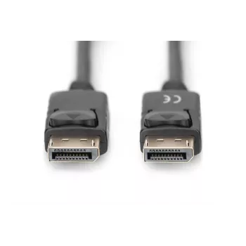 DIGITUS DisplayPort jungiamasis laidas, DP M/M, 2m su fiksatoriumi, DP 1.2, Ultra HD 4K, juodas