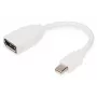 DIGITUS adapterinis kabelis DisplayPort, mini DP - DP M/F, 0,15 m, DP 1.2, baltas