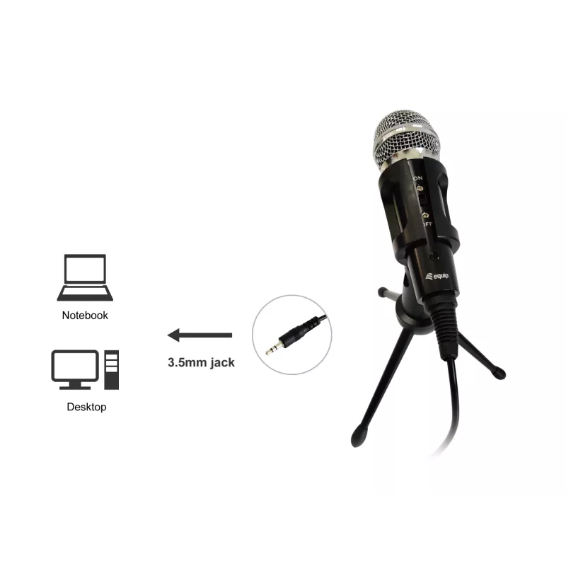 Equip Mini stalinis mikrofonas, -30 dB, 30–16000 Hz, 2200 Ω, laidinis, 3,5 mm lizdas