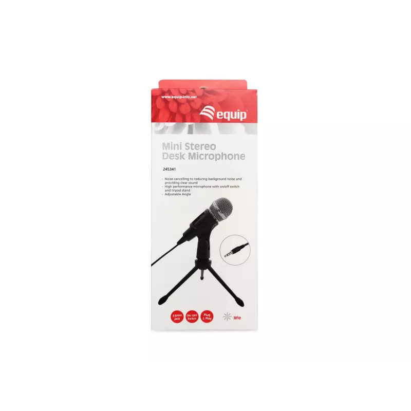 Equip Mini stalinis mikrofonas, -30 dB, 30–16000 Hz, 2200 Ω, laidinis, 3,5 mm lizdas