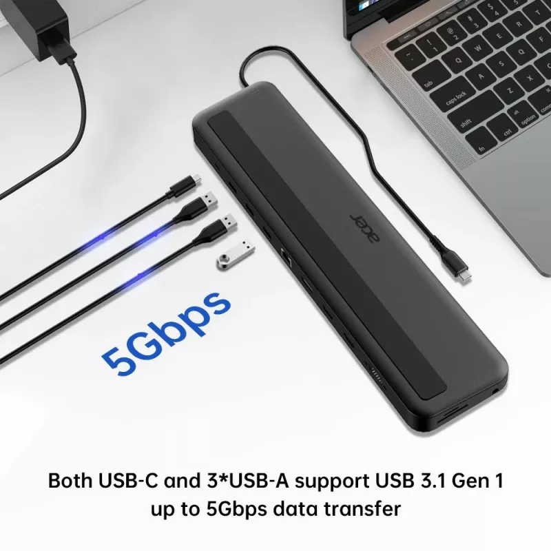 Acer 13-in-1 Type-C Minidock laidinis USB 3.2 Gen 1 juodas