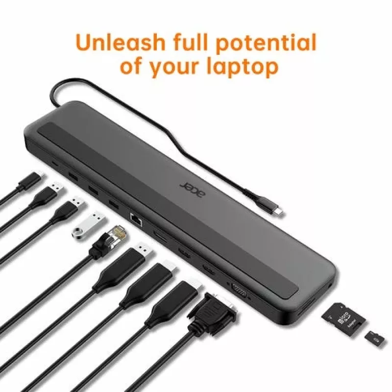 Acer 13-in-1 Type-C Minidock laidinis USB 3.2 Gen 1 juodas