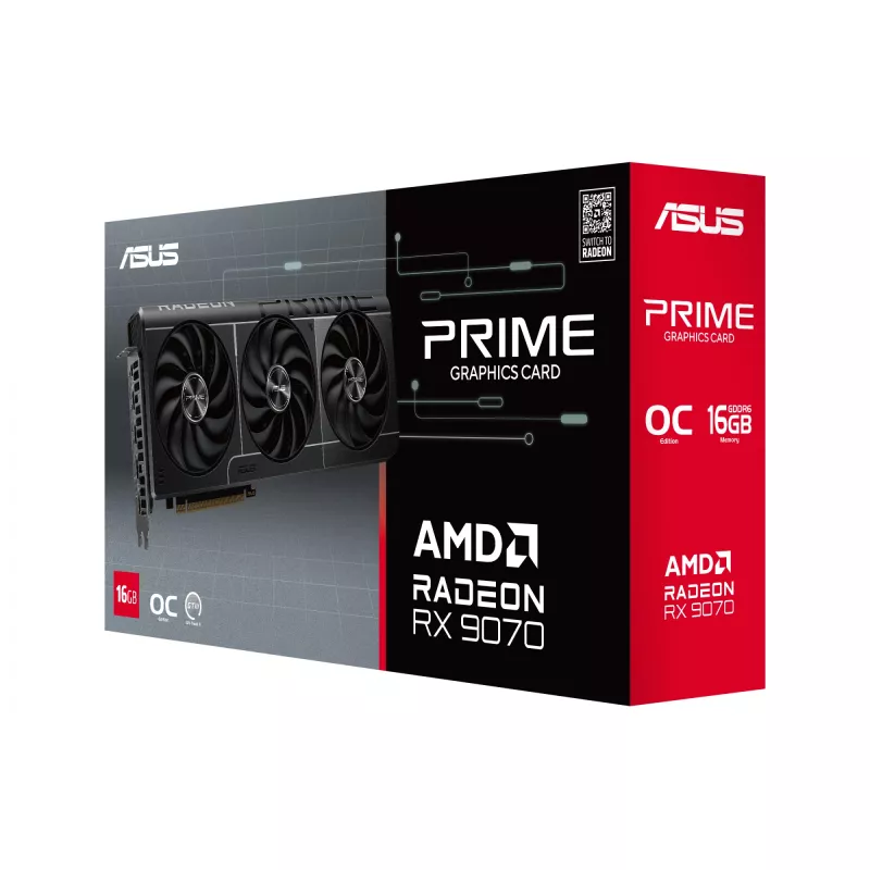 Vaizdo plokštė ASUS Radeon RX 9070 OC Edition 16 GB GDDR6 PCIe 5.0, 256 bitų, 3xDP 1xHDMI, 312 mm, 2,5 lizdo, įsijungimo versija