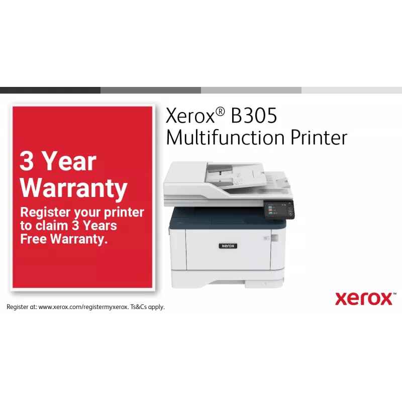 Xerox B305 A4 daugiafunkcis spausdintuvas 38ppm belaidis dvipusis spausdinimas/kopijavimas/nuskaitymas PS3 PCL5e/6 2 padėklai 350 lapų