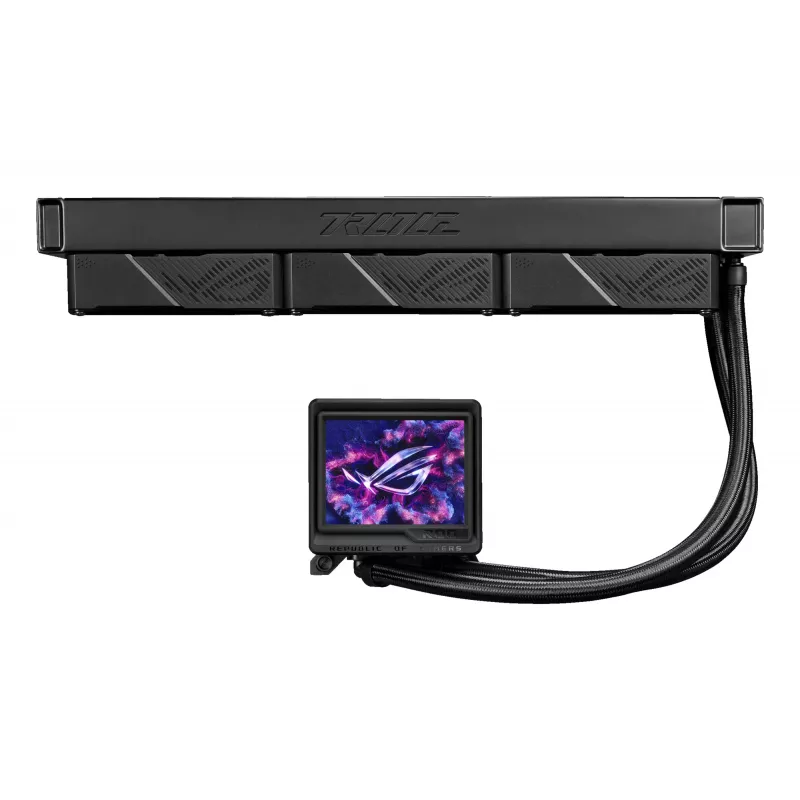 ASUS ROG Ryujin III 360 ARGB Extreme skysčio aušintuvas 360 mm, 3x12 cm ventiliatoriai, LCD ekranas, juodas