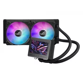 ASUS ROG Ryujin III 240 ARGB skystas aušinimo komplektas procesoriui 240 mm, 2x120 mm ARGB ventiliatoriai, 3,5 col. LCD ekranas, juoda