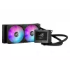 ASUS ROG Ryujin III 240 ARGB skystas aušinimo komplektas procesoriui 240 mm, 2x120 mm ARGB ventiliatoriai, 3,5 col. LCD ekranas, juoda