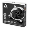 ARCTIC BioniX P120 (Balta) – 120 mm ventiliatorius žaidimų kompiuteriams, optimizuotas slėgiui, su PWM PST