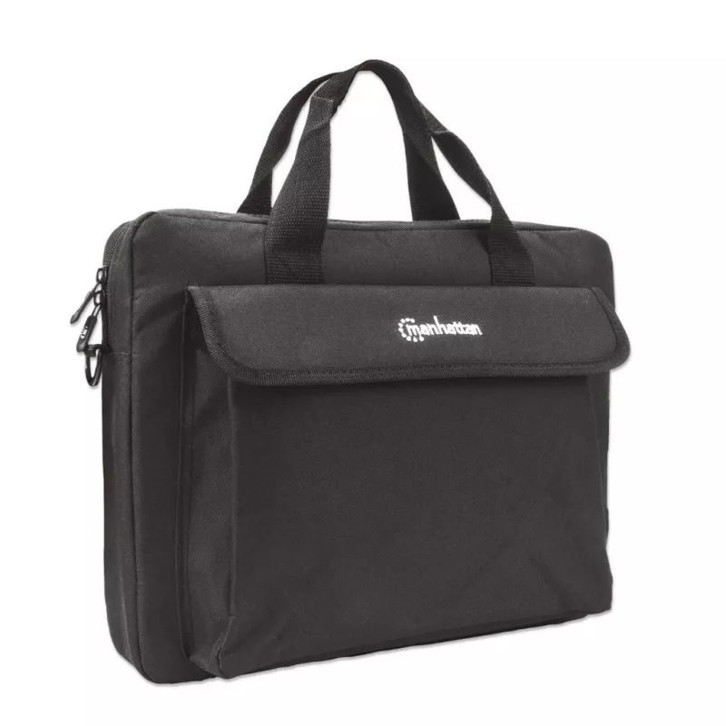 Manhattan London Laptop Dėklas 14,1 colio, Viršutinis Įkrovimas, Juodas, Žema Kaina, Priedų Kišenė, Nuimamas Peties Diržas, Nešiojamojo Kompiuterio Dėklas, Trejų Metų Garantija
