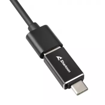 SHARKOON USB šakotuvas - 3 prievadų USB 3.2 Gen 1 aliuminis + Ethernet juodas