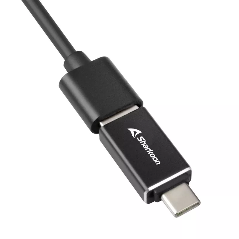 SHARKOON USB šakotuvas - 3 prievadų USB 3.2 Gen 1 aliuminis + Ethernet juodas