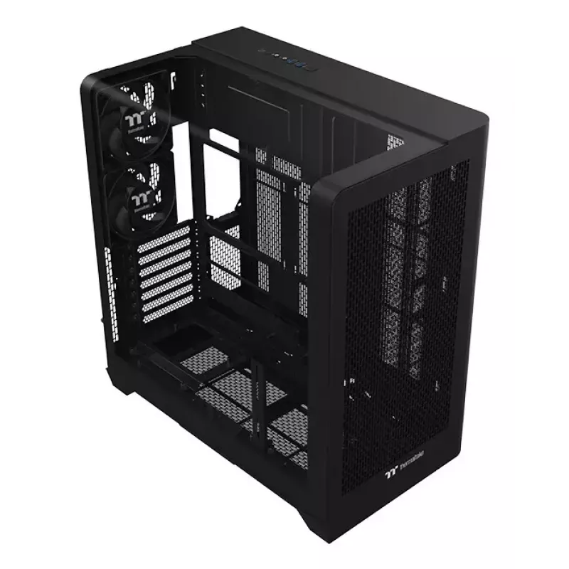 PC korpusas Thermaltake View 390 Air Midi Tower — juodas, palaiko PS2 maitinimo bloką, 3,5 colio HDD, 2,5 colio SSD, iki 200 mm priekinių ventiliatorių