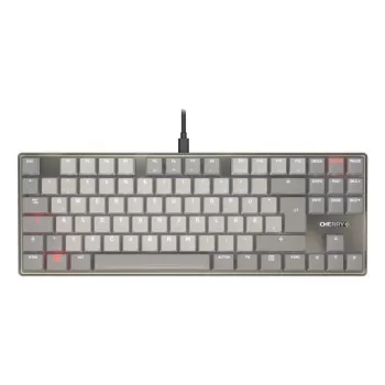 Mechaninė klaviatūra Tenkeyless Cherry KC 500 MX LP TKL — QWERTZ vokiškas išdėstymas, USB, 88 klavišai, pilka