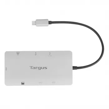 Targus DOCK423EU USB-C dokas su dviem HDMI 4K ir 100W įkrovimu, sidabrinis