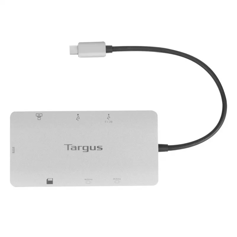 Targus DOCK423EU USB-C dokas su dviem HDMI 4K ir 100W įkrovimu, sidabrinis