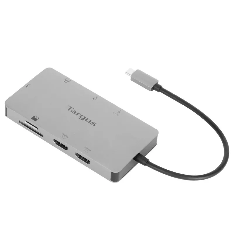 Targus DOCK423EU USB-C dokas su dviem HDMI 4K ir 100W įkrovimu, sidabrinis