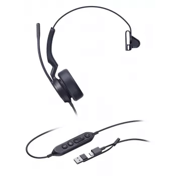Yealink UH44 Mono Teams USB-C/A ausinės, laidinės, 20–20000 Hz, biurui/skambučių centrui, 127 g, juodos