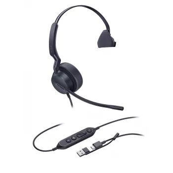 Yealink UH44 Mono Teams USB-C/A ausinės, laidinės, 20–20000 Hz, biurui/skambučių centrui, 127 g, juodos