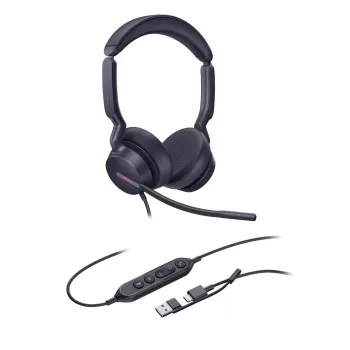 Yealink UH46 Dual UC USB-C/A ausinės, laidinės, 20–20000 Hz, biurui/skambučių centrui, 166 g, juodos